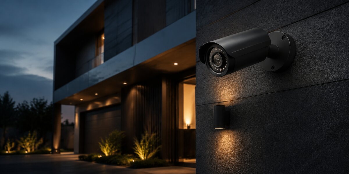 Modern outdoor security camera installation